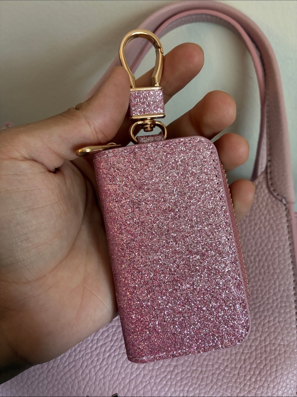 Glitter Pink Key Holder Pouch